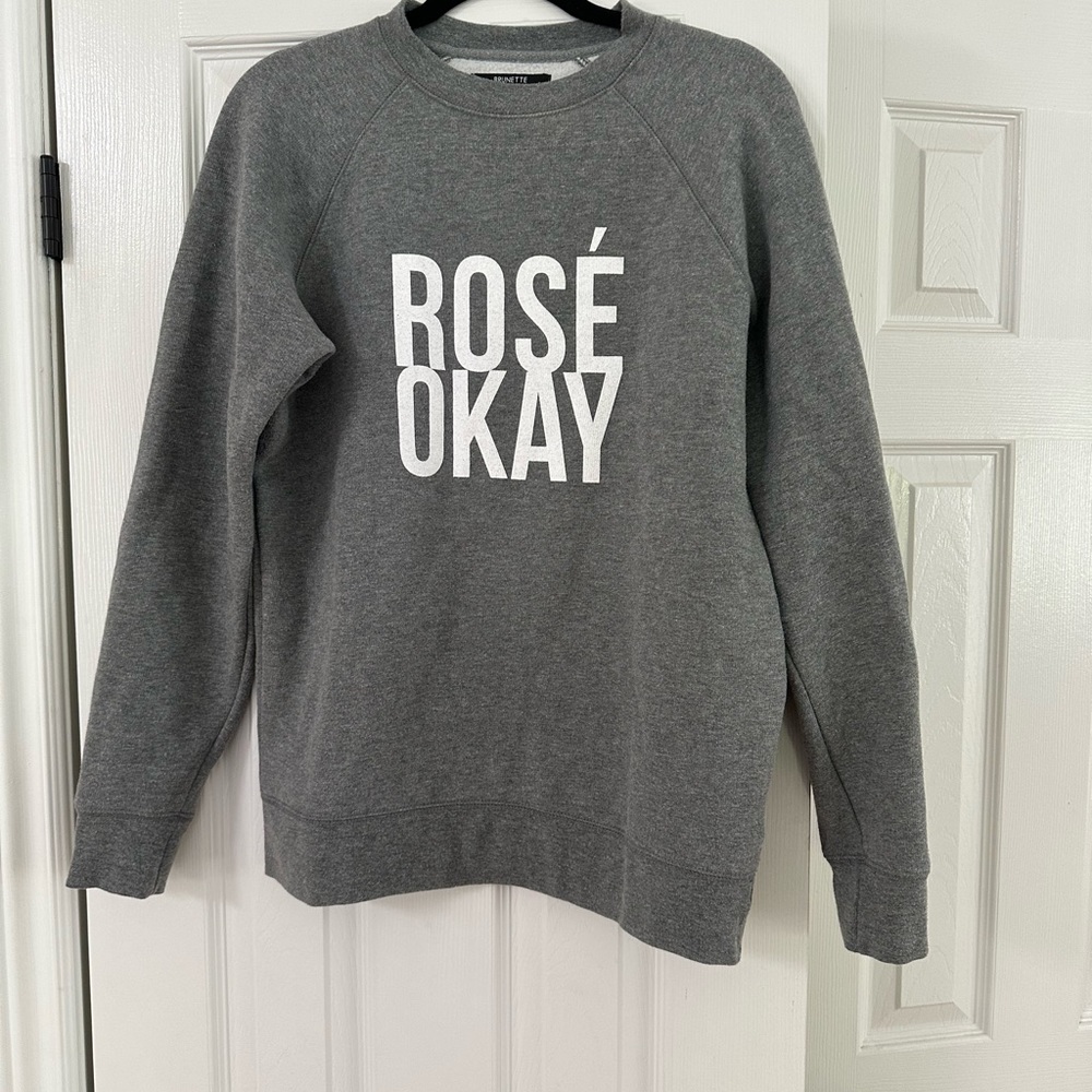 Brunette the Label, “Rosé Okay” Crew Neck Sweater, Size S , GUC